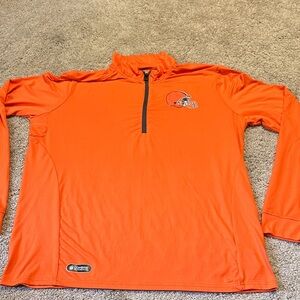NFL Team Cleveland Browns Men’s Quarter Zip Pullover Orange XL Front Logo